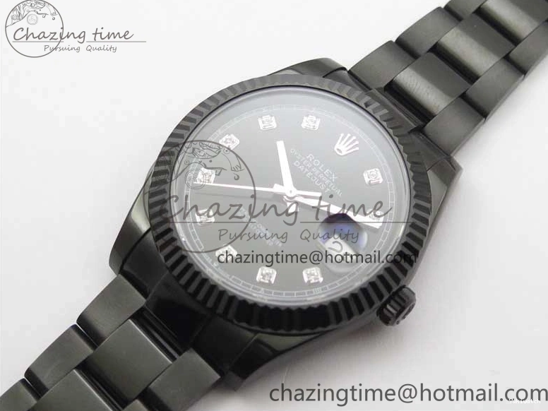 All Markers A3235 on Oyster Bracelet 41 Black Dial Black PVD Best Edition VRF Diamonds DateJust PVD 0128